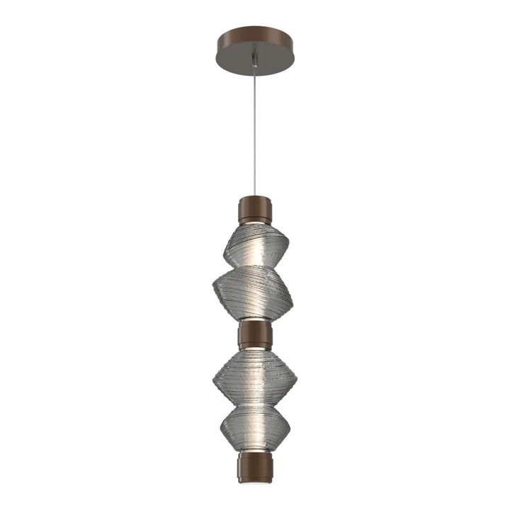 Mesa Mandrel Double Pendant by Hammerton Studio in Burnished Bronze with Smoke glass