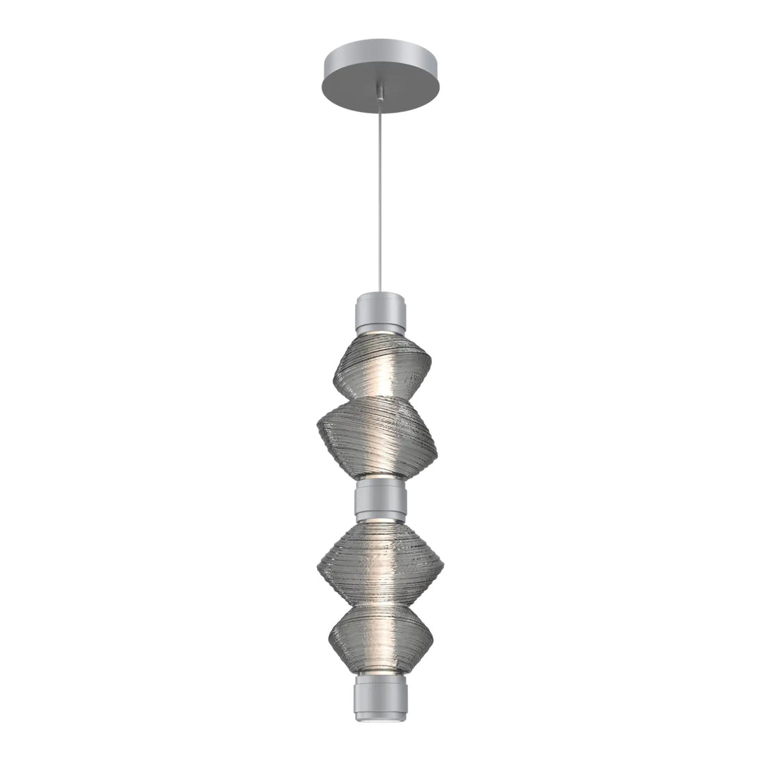 Mesa Mandrel Double Pendant by Hammerton Studio in Classic Silver with Smoke glass