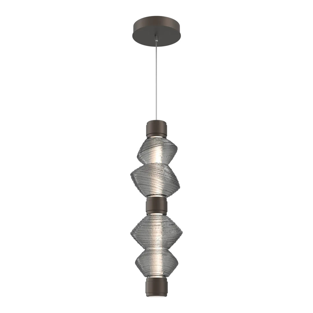 Mesa Mandrel Double Pendant by Hammerton Studio in Flat Bronze with Smoke glass