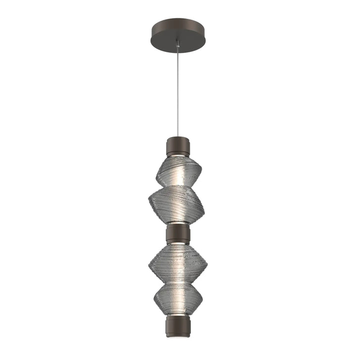 Mesa Mandrel Double Pendant by Hammerton Studio in Flat Bronze with Smoke glass