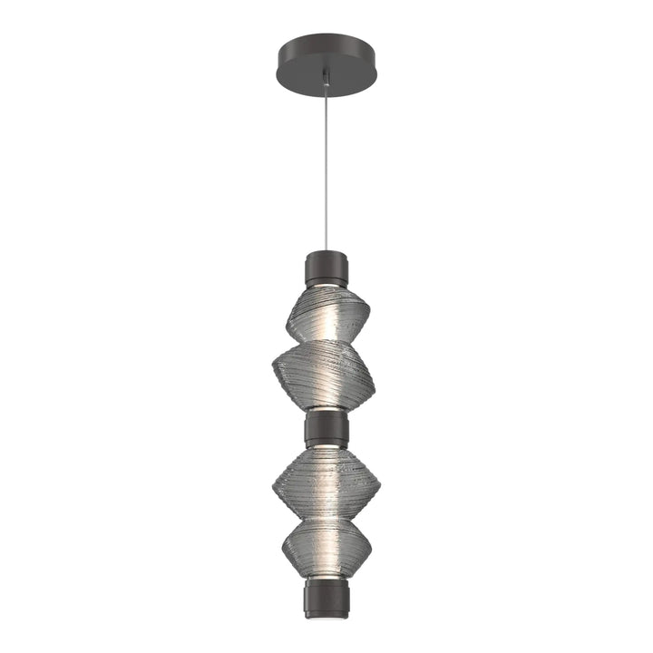 Mesa Mandrel Double Pendant by Hammerton Studio in Graphite with Smoke glass