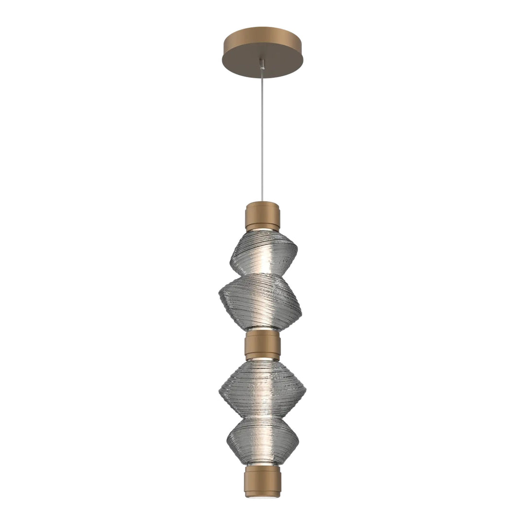 Mesa Mandrel Double Pendant by Hammerton Studio in Novel Brass with Smoke glass