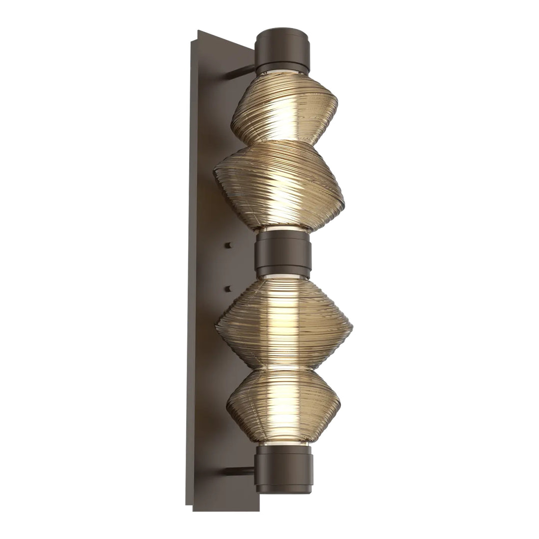 Mesa Mandrel Double Sconce by Hammerton Studio in Flat Bronze with Bronze glass