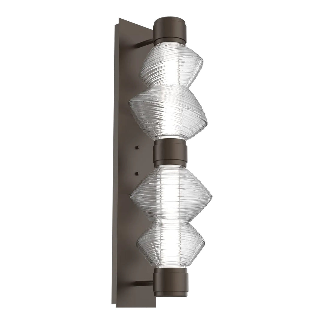 Mesa Mandrel Double Sconce by Hammerton Studio in Flat Bronze with Clear glass