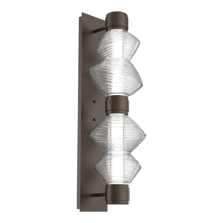 Mesa Mandrel Double Sconce by Hammerton Studio in Flat Bronze with Clear glass