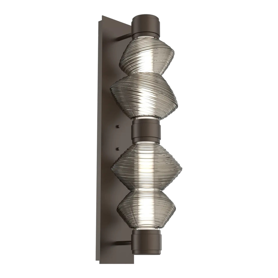 Mesa Mandrel Double Sconce by Hammerton Studio in Flat Bronze with Smoke glass