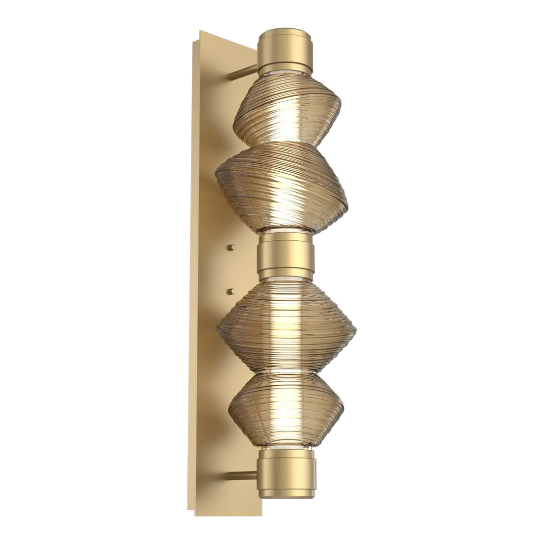 Mesa Mandrel Double Sconce by Hammerton Studio in Gilded Brass with Bronze glass