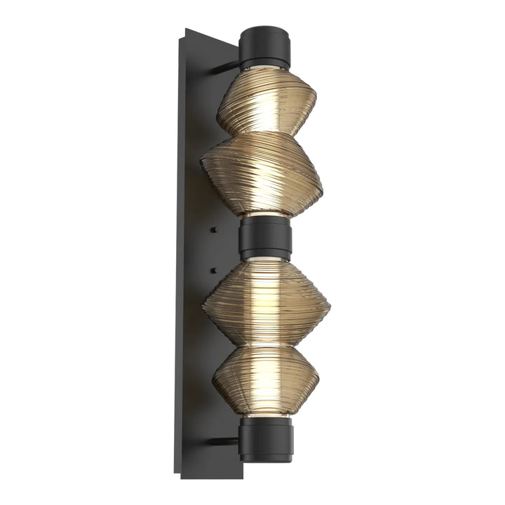 Mesa Mandrel Double Sconce by Hammerton Studio in Matte Black with Bronze glass