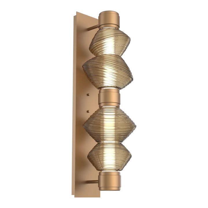 Mesa Mandrel Double Sconce by Hammerton Studio in Novel Brass with Bronze glass