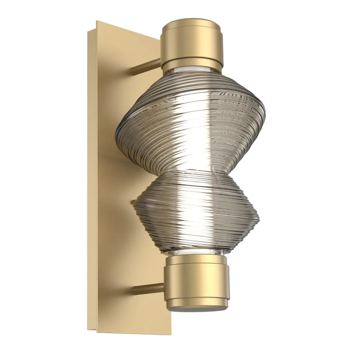 Mesa Mandrel Sconce by Hammerton Studio in Gilded Brass with Smoke glass