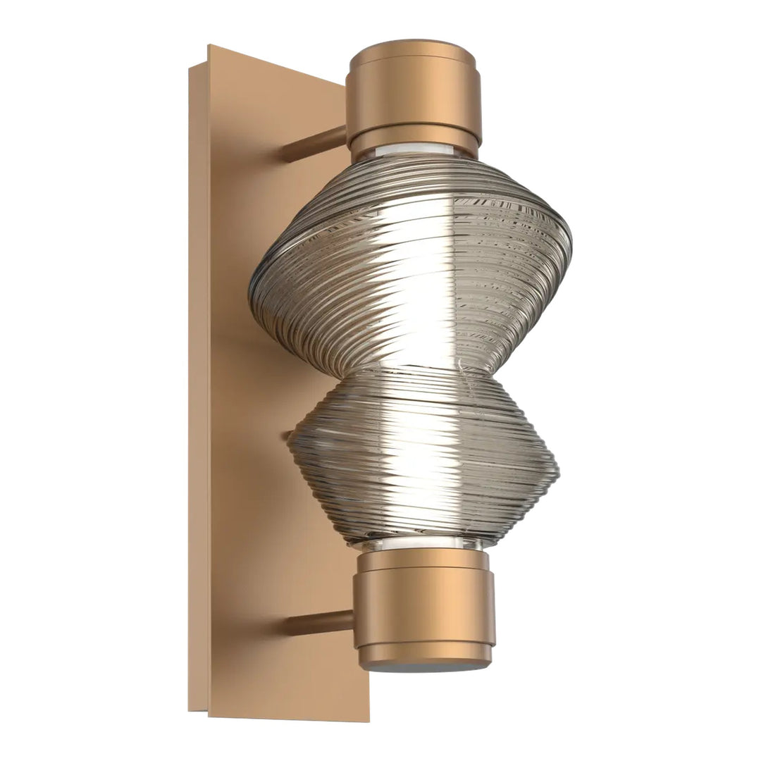 Mesa Mandrel Sconce by Hammerton Studio in Novel Brass with Smoke glass