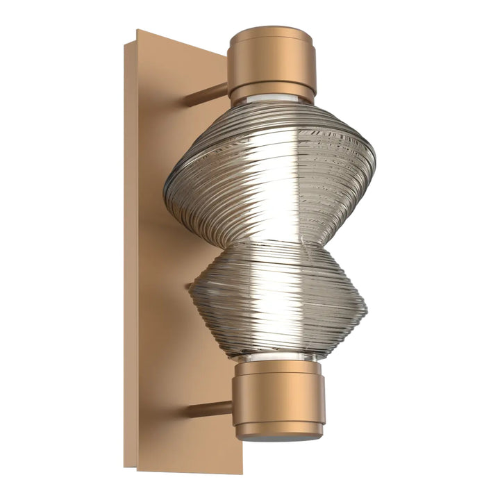Mesa Mandrel Sconce by Hammerton Studio in Novel Brass with Smoke glass