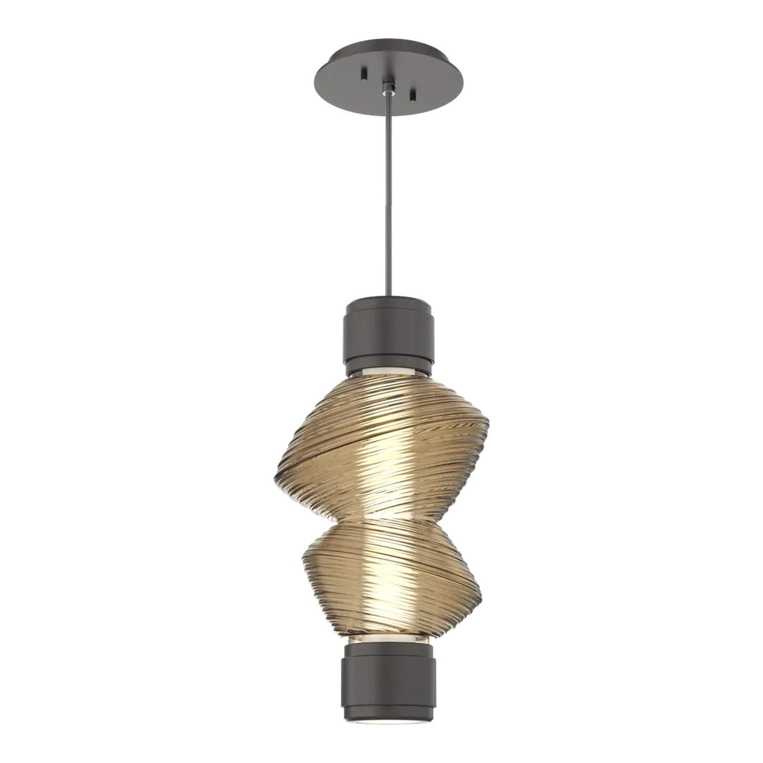 Mesa Mandrel Single Pendant by Hammerton Studio in Graphite with Bronze glass