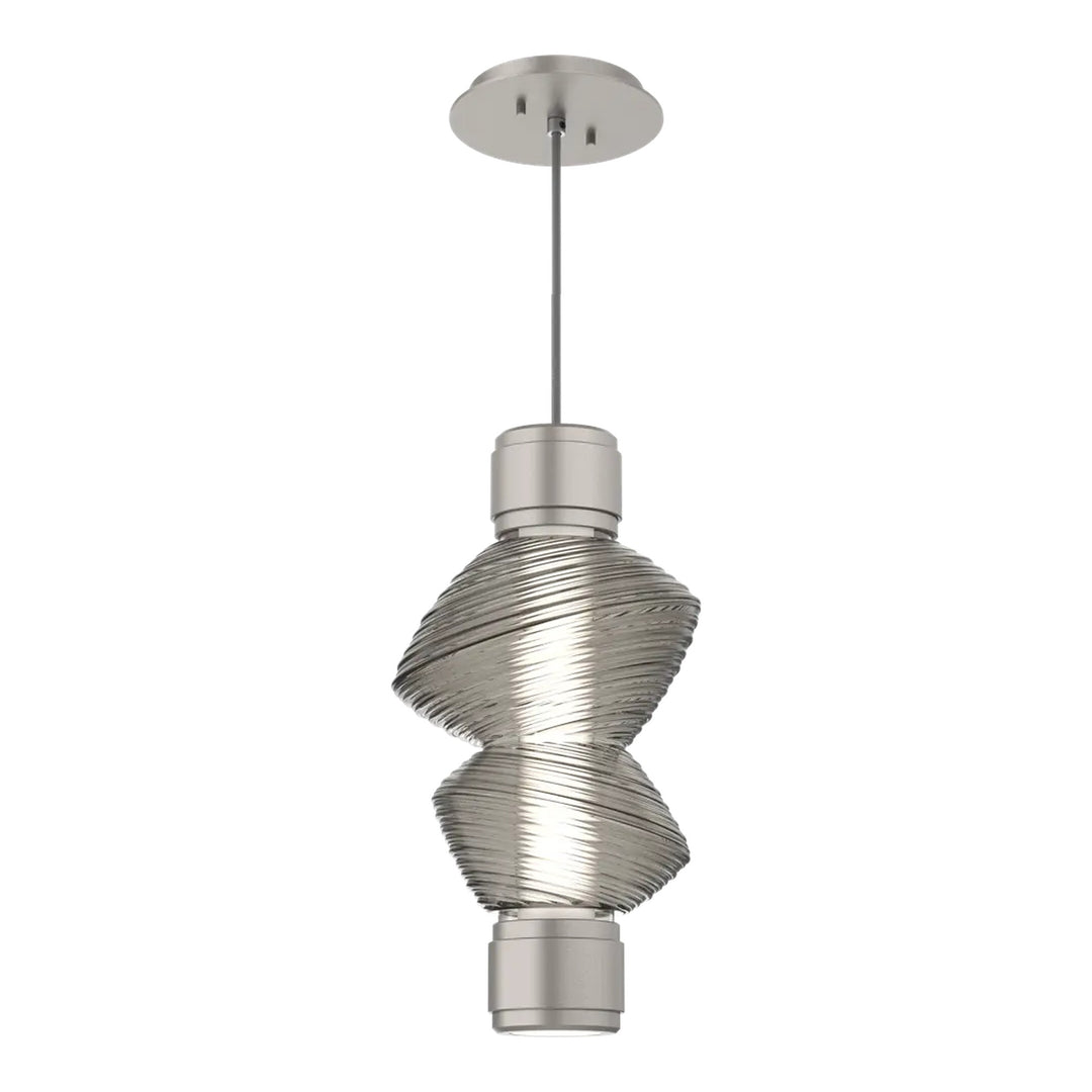 Mesa Mandrel Single Pendant by Hammerton Studio in Beige Silver with Smoke glass