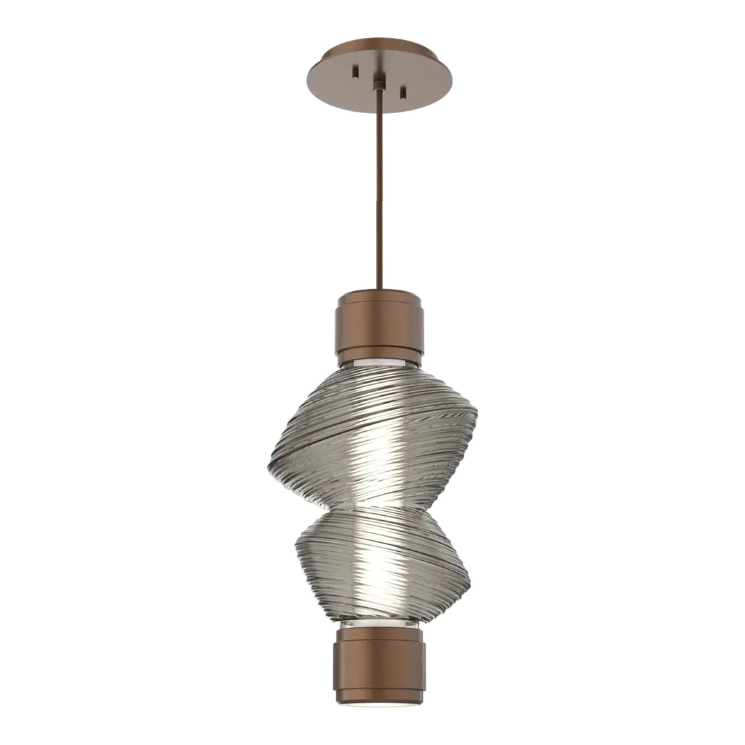 Mesa Mandrel Single Pendant by Hammerton Studio in Burnished Bronze with Smoke glass
