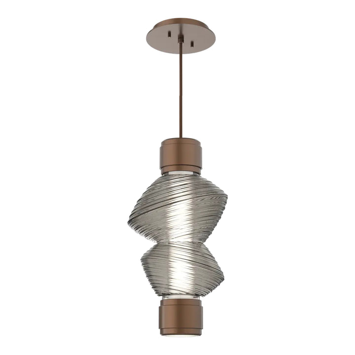 Mesa Mandrel Single Pendant by Hammerton Studio in Burnished Bronze with Smoke glass