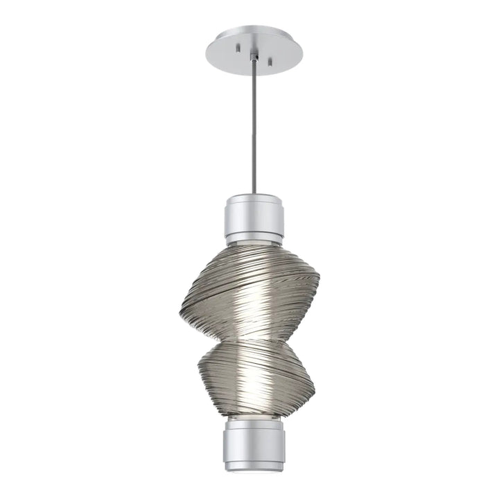 Mesa Mandrel Single Pendant by Hammerton Studio in Classic Silver with Smoke glass