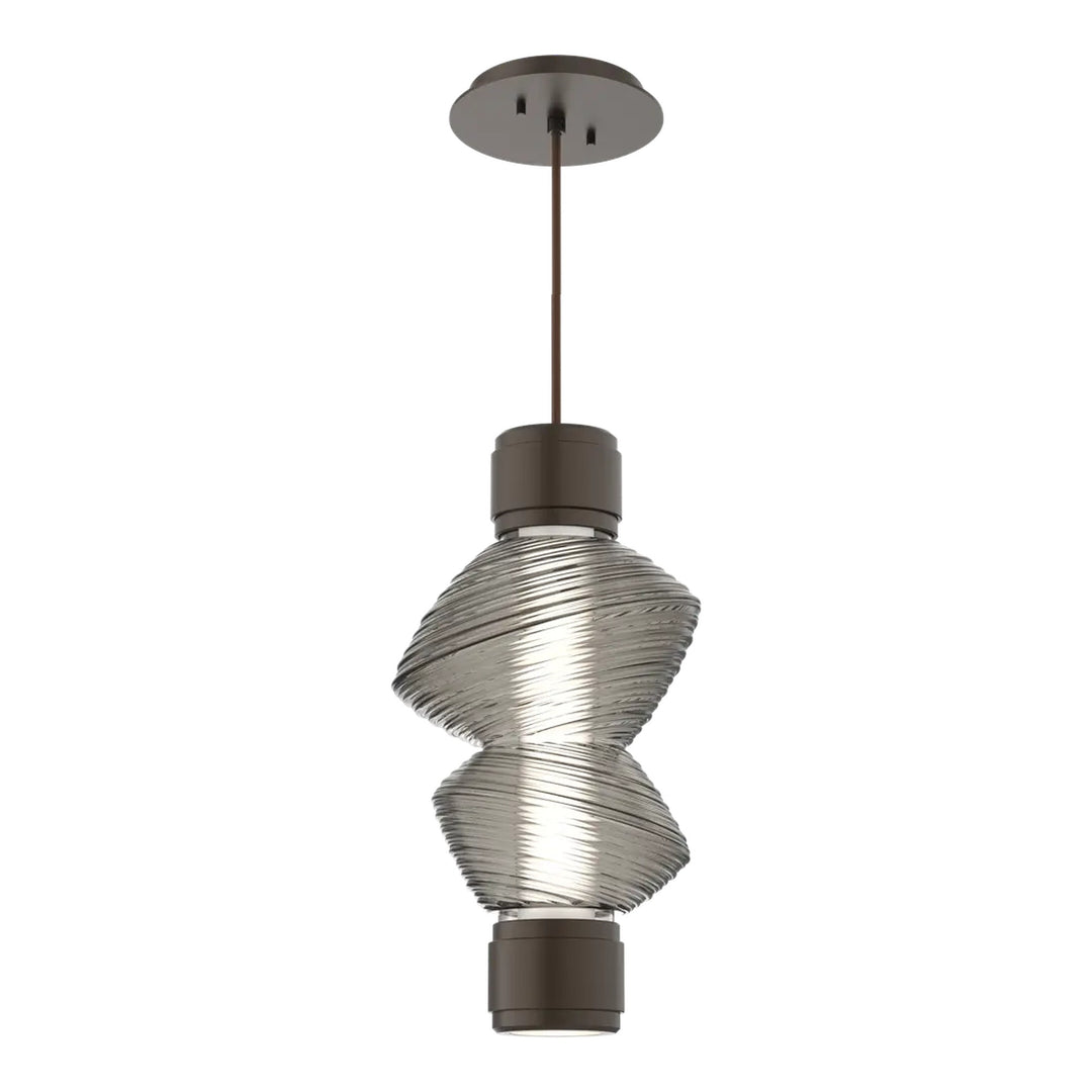 Mesa Mandrel Single Pendant by Hammerton Studio in Flat Bronze with Smoke glass