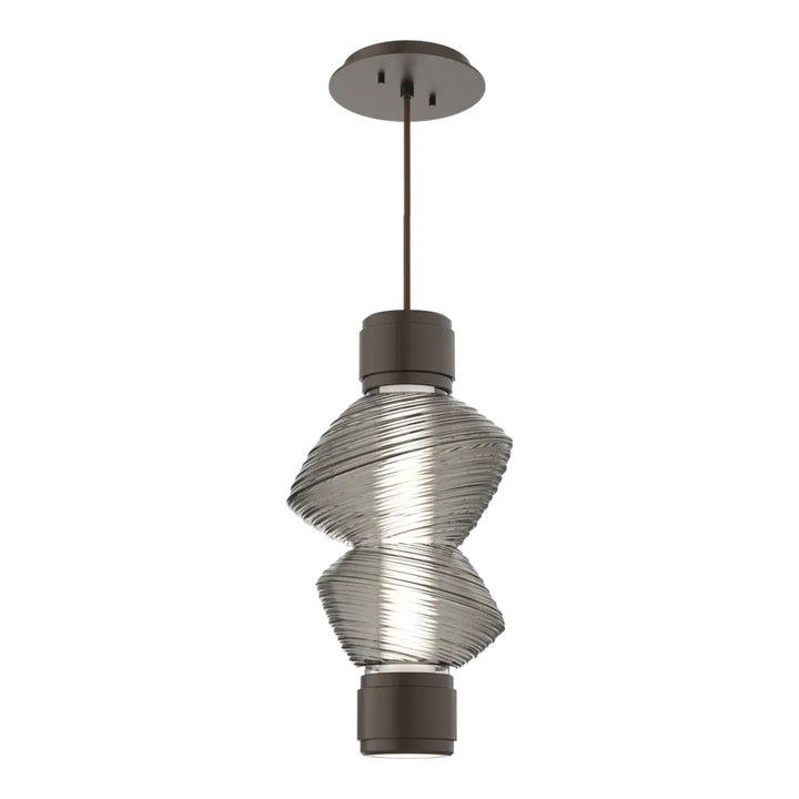 Mesa Mandrel Single Pendant by Hammerton Studio in Flat Bronze with Smoke glass