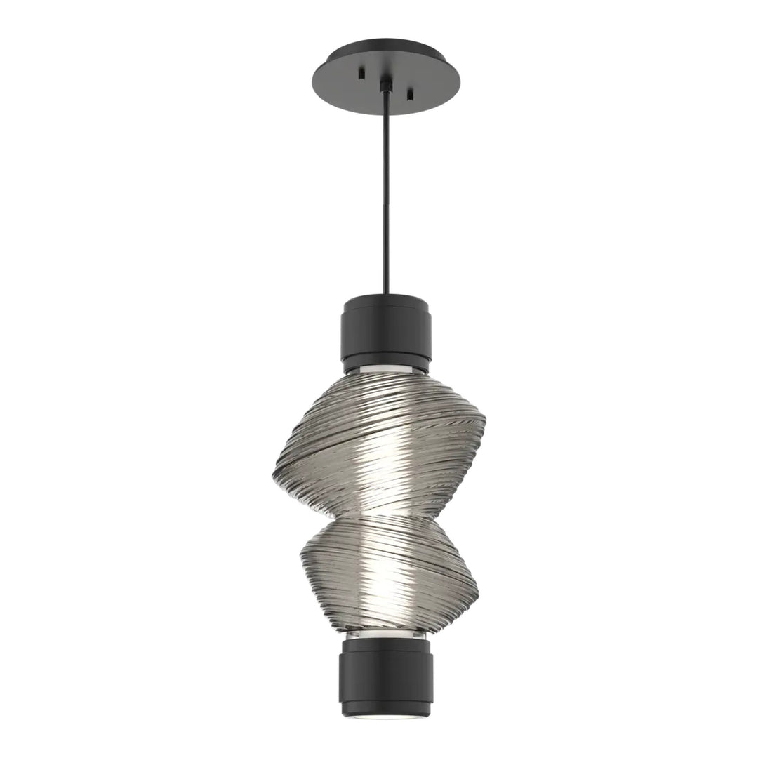 Mesa Mandrel Single Pendant by Hammerton Studio in Matte Black with Smoke glass