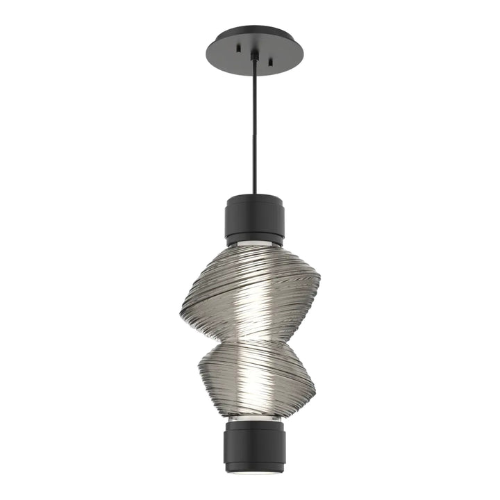 Mesa Mandrel Single Pendant by Hammerton Studio in Matte Black with Smoke glass