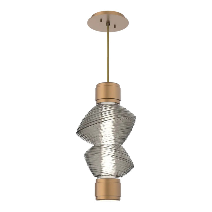 Mesa Mandrel Single Pendant by Hammerton Studio in Novel Brass with Smoke glass