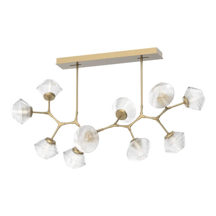 Mesa Modern Branch Chandelier by Hammerton Studio 10 Lights in Gilded Brass with Clear glass
