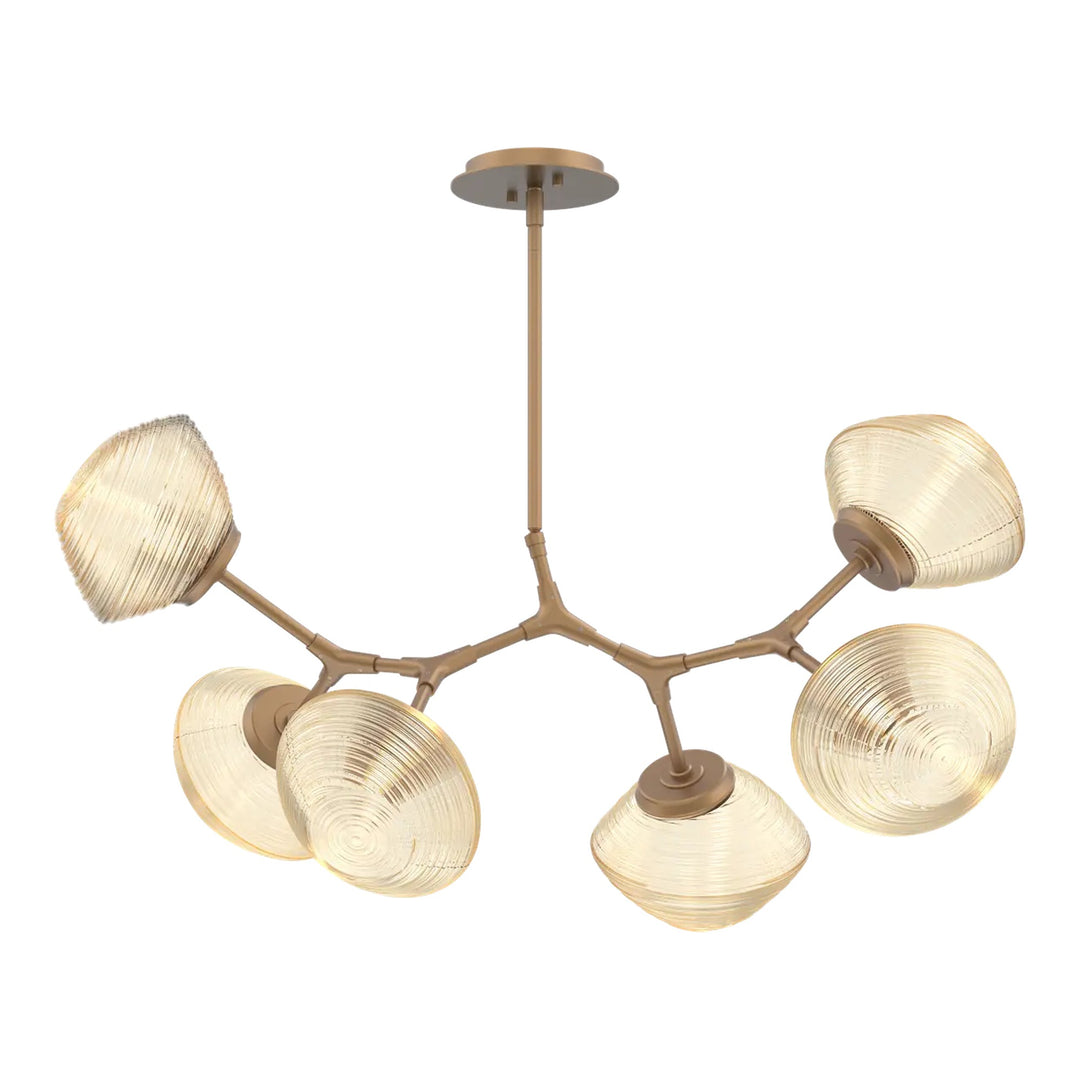 Mesa Modern Branch Chandelier by Hammerton Studio in Novel Brass with Amber glass