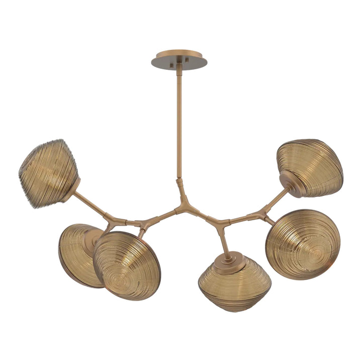Mesa Modern Branch Chandelier by Hammerton Studio in Novel Brass with Bronze glass