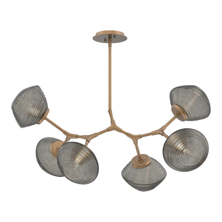 Mesa Modern Branch Chandelier by Hammerton Studio in Novel Brass with Smoke glass