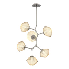 Mesa Modern Vine Chandelier by Hammerton Studio 6 Lights in Beige Silver with Amber glass