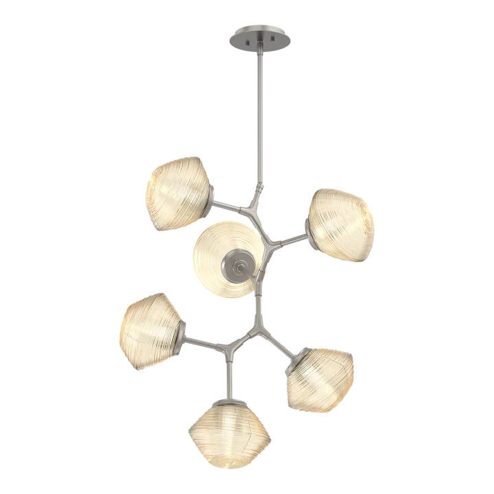 Mesa Modern Vine Chandelier by Hammerton Studio 6 Lights in Beige Silver with Amber glass