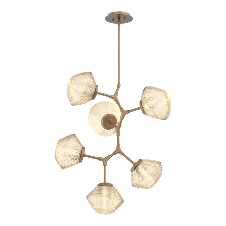 Mesa Modern Vine Chandelier by Hammerton Studio 6 Lights in Novel Brass with Amber glass