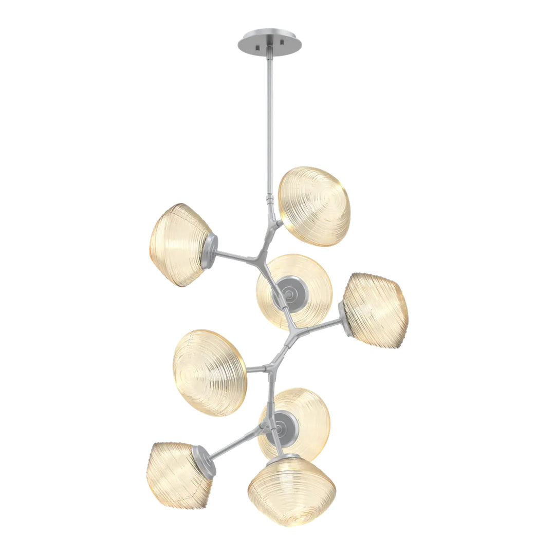 Mesa Modern Vine Chandelier by Hammerton Studio 8 Lights in Classic Silver with Amber glass