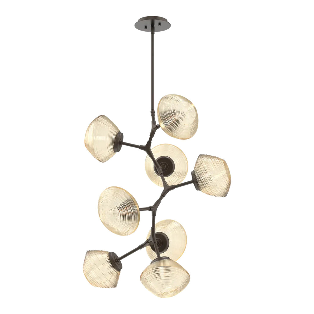 Mesa Modern Vine Chandelier by Hammerton Studio 8 Lights in Flat Bronze with Amber glass