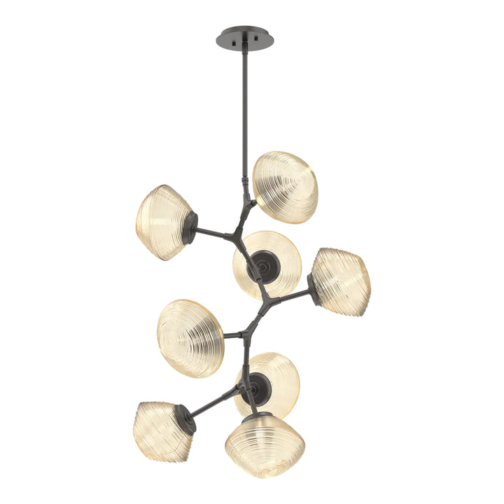 Mesa Modern Vine Chandelier by Hammerton Studio 8 Lights in Graphite with Amber glass
