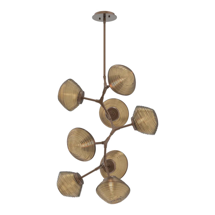 Mesa Modern Vine Chandelier by Hammerton Studio in Burnished Bronze with Bronze glass