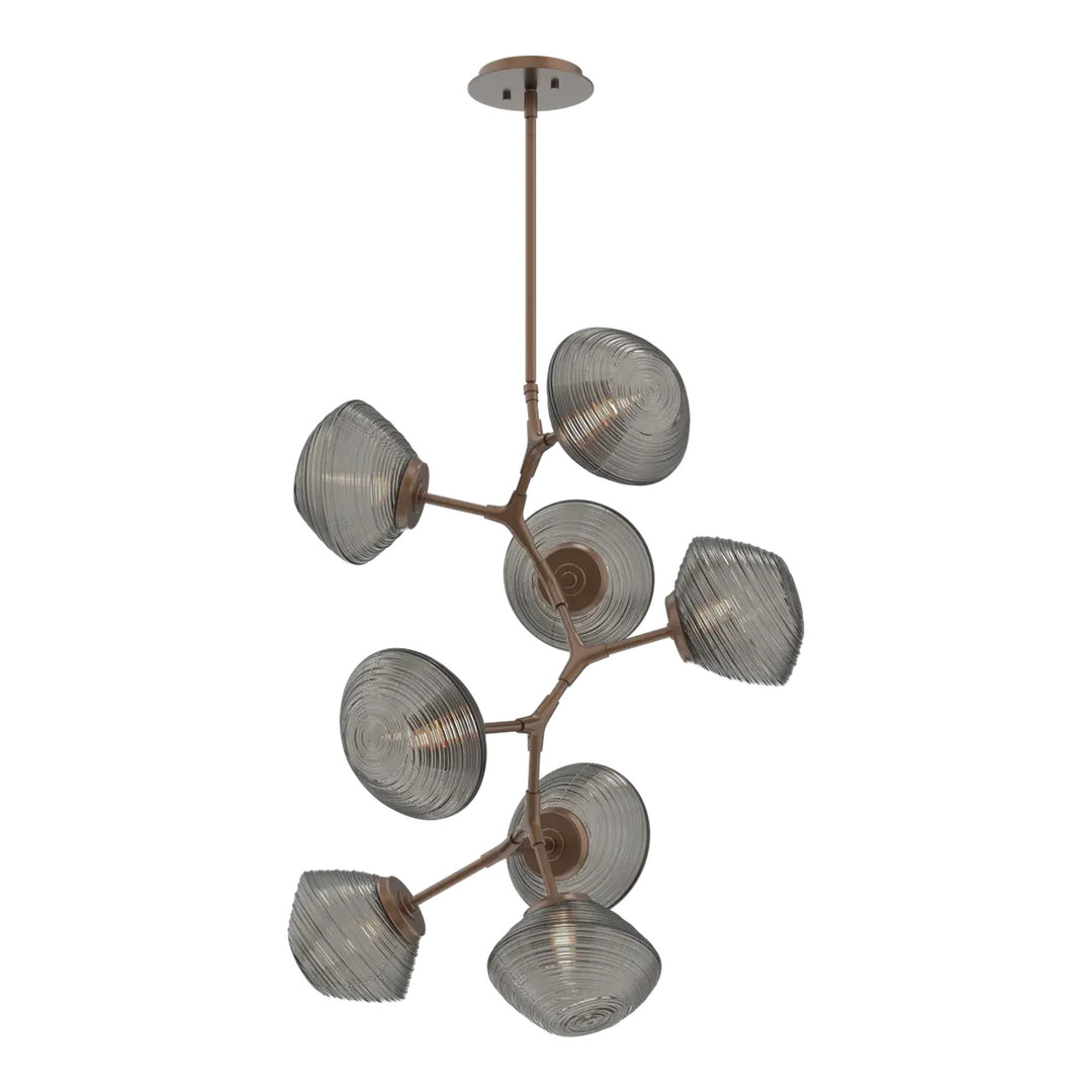 Mesa Modern Vine Chandelier by Hammerton Studio in Burnished Bronze with Smoke glass
