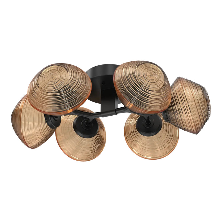 Mesa Organic Flush Mount Light by Hammerton Studio in Matte Black with Bronze glass