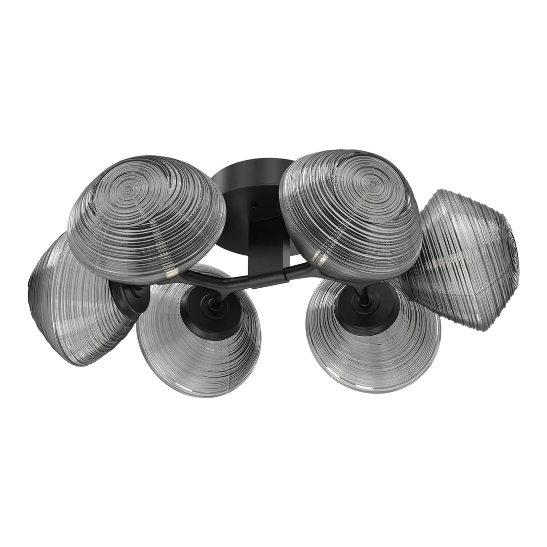 Mesa Organic Flush Mount Light by Hammerton Studio in Matte Black with Smoke glass