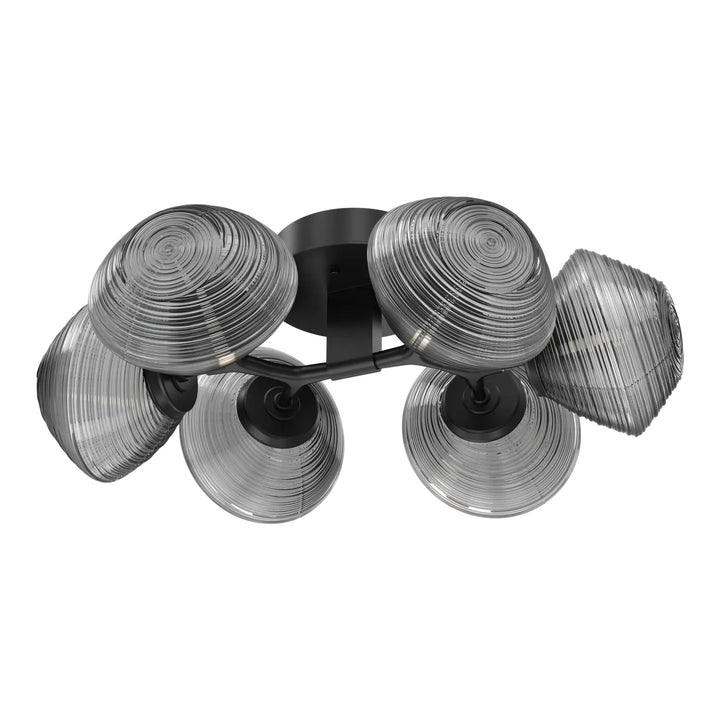 Mesa Organic Flush Mount Light by Hammerton Studio in Matte Black with Smoke glass