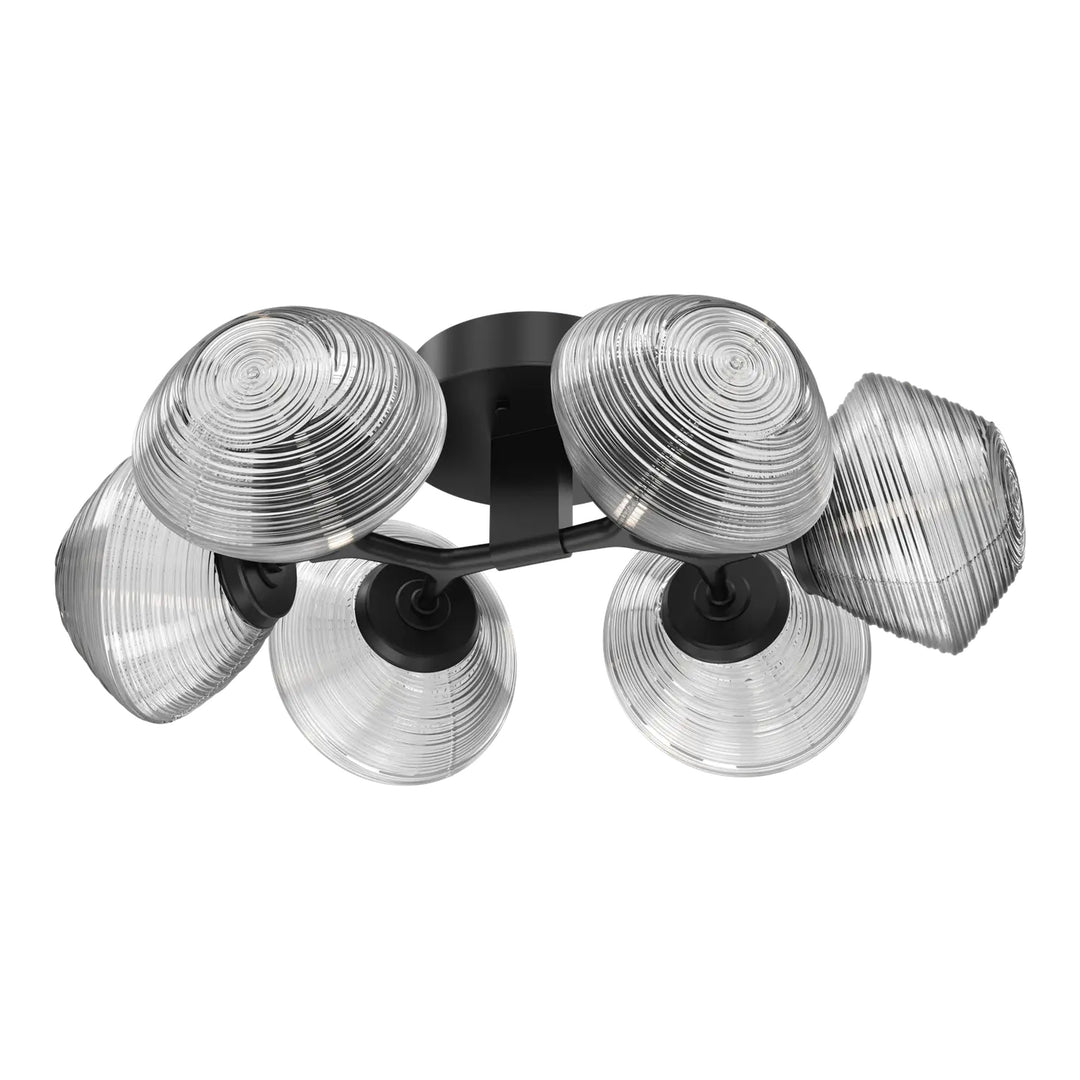 Mesa Organic Flush Mount Light by Hammerton Studio in Matte Black with Clear glass