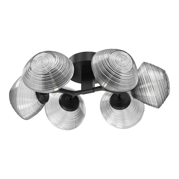 Mesa Organic Flush Mount Light by Hammerton Studio in Matte Black with Clear glass