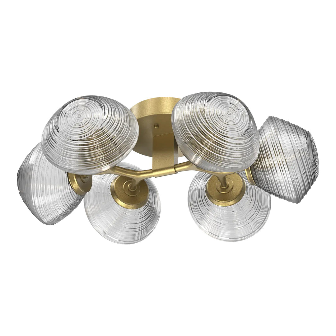 Mesa Organic Flush Mount Light by Hammerton Studio in Gilded Brass with Clear glass