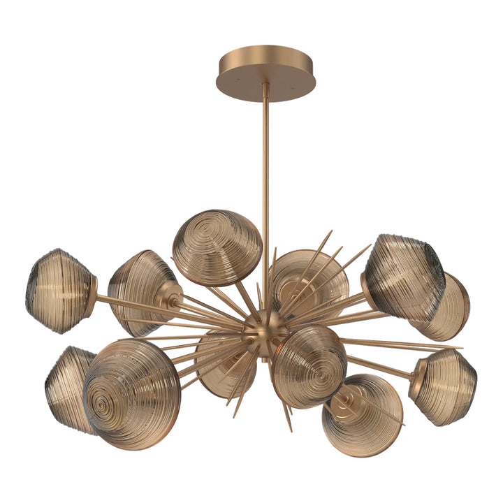 Mesa Oval Starburst Chandelier by Hammerton Studio in Novel Brass with Bronze glass
