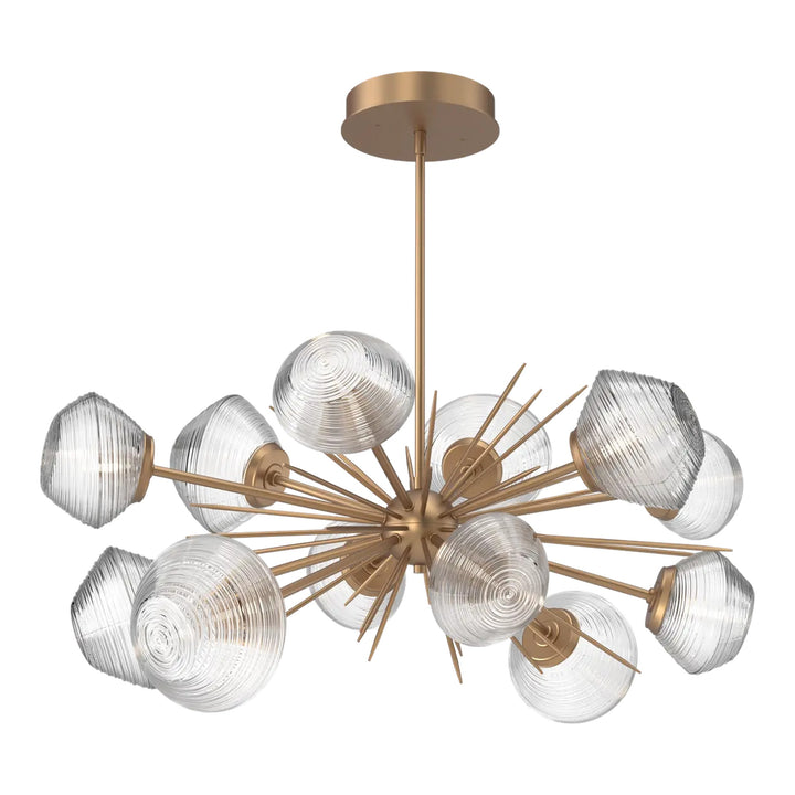Mesa Oval Starburst Chandelier by Hammerton Studio in Novel Brass with Clear glass