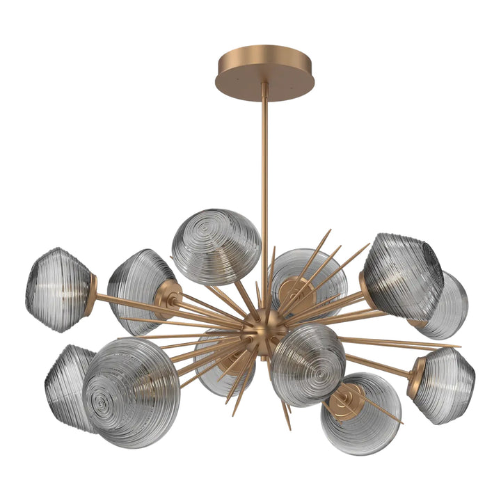 Mesa Oval Starburst Chandelier by Hammerton Studio in Novel Brass with Smoke glass