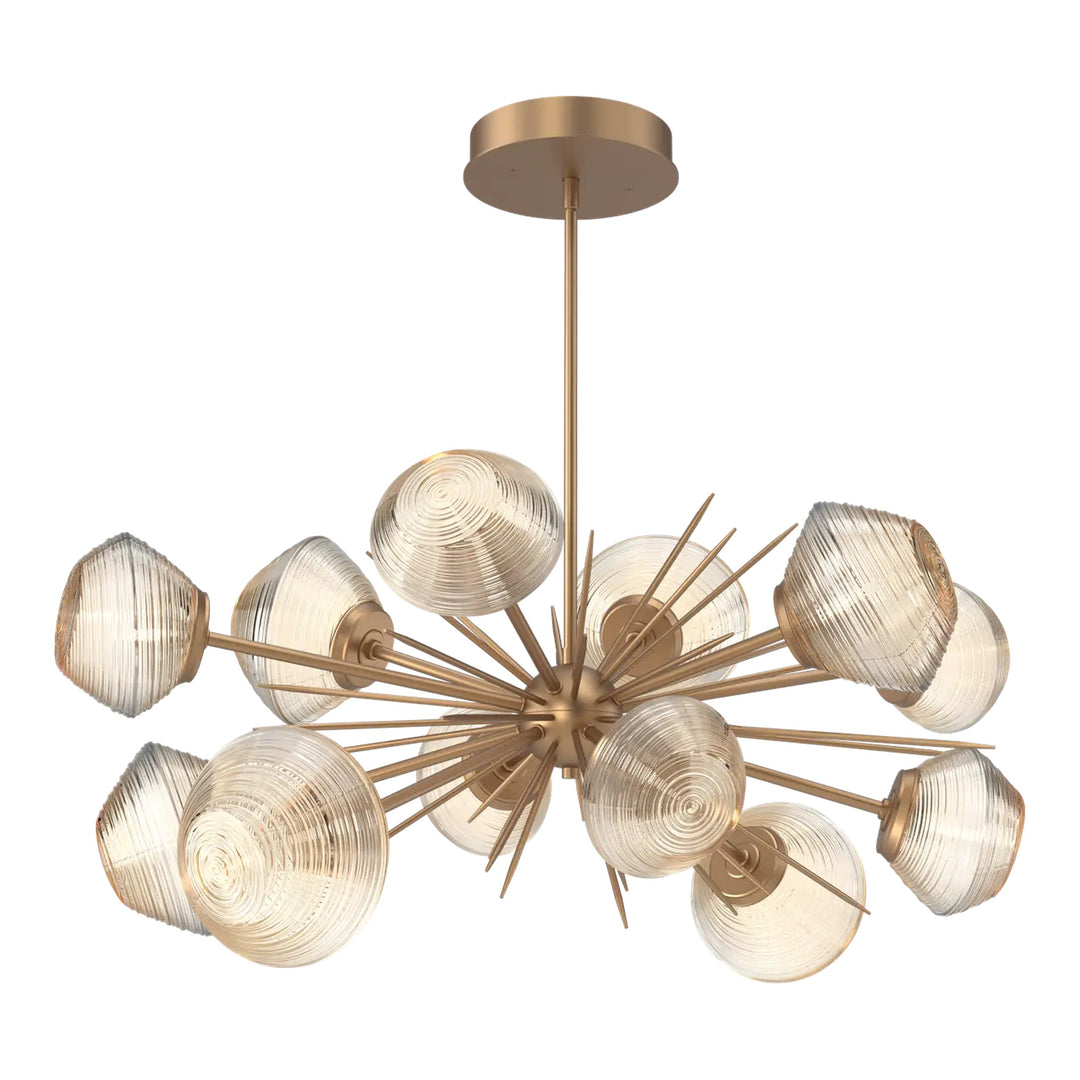 Mesa Oval Starburst Chandelier by Hammerton Studio in Novel Brass with Amber glass