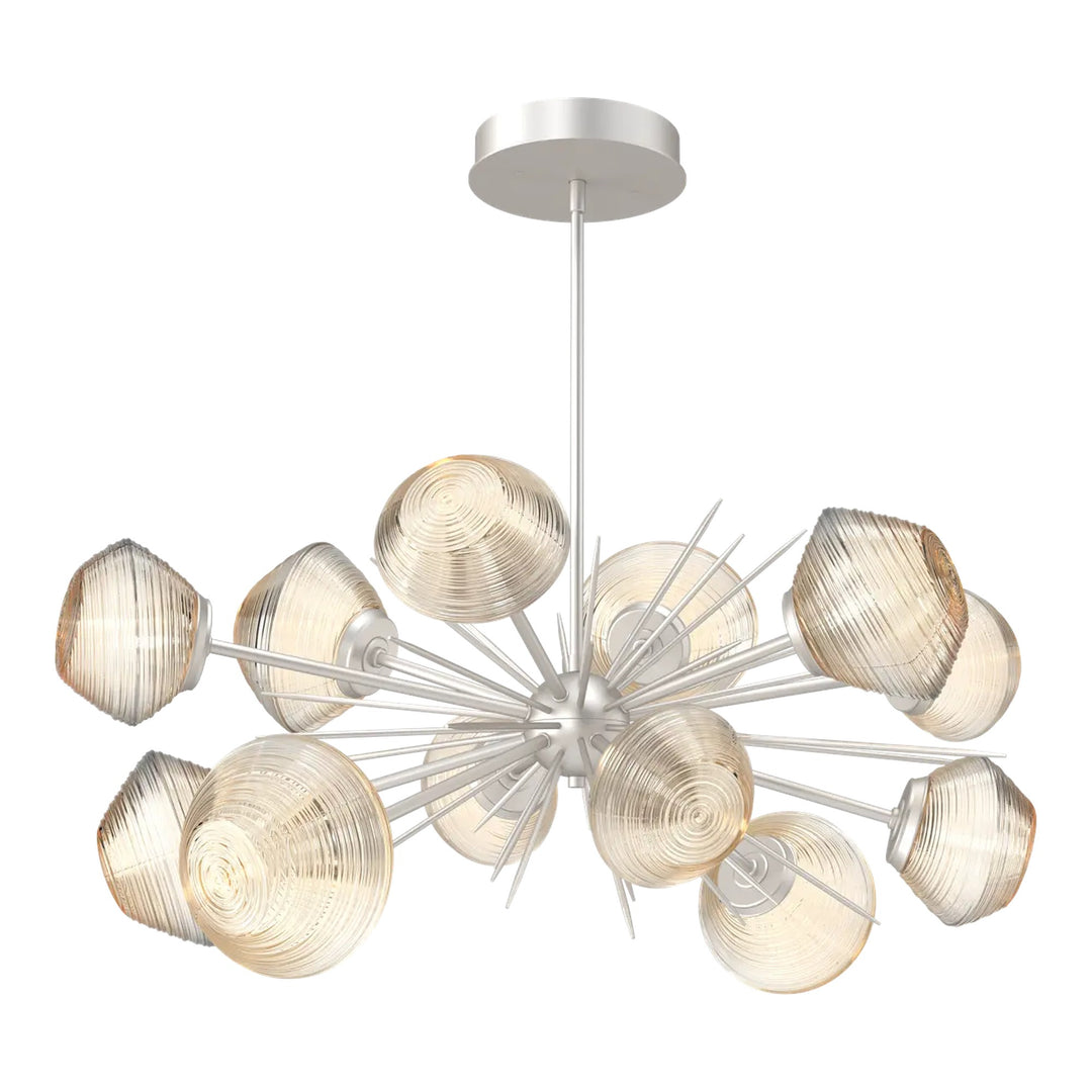 Mesa Oval Starburst Chandelier by Hammerton Studio in Beige Silver with Amber glass