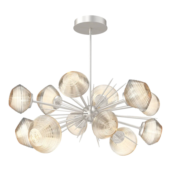 Mesa Oval Starburst Chandelier by Hammerton Studio in Beige Silver with Amber glass